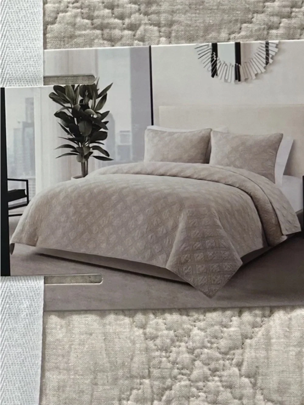 Tahari Natural King Linen Cotton Blend Quilt  European Grown Flax 106”x92”